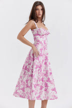 Spaghetti Strap Maxi Dress With Wrap Bow Lace Up Front Elegant Long Gown