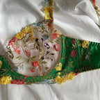 Countryside Embroidered Lingerie Set With Floral Patchwork Bra And Panty Details