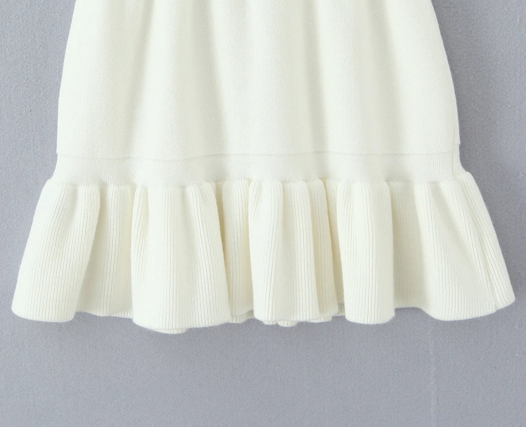 Y2K Women Roll Down Rib Knitted Hem Ruched Pleated Mini Skirt Elastic Waist Hips A-line Skirt