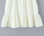 Y2K Women Roll Down Rib Knitted Hem Ruched Pleated Mini Skirt Elastic Waist Hips A-line Skirt