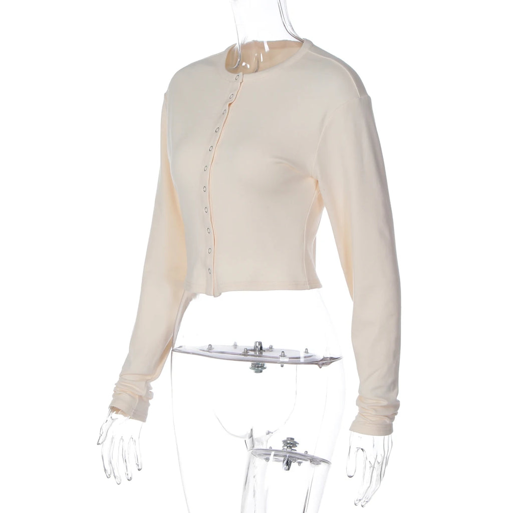 O-Neck Cardigan With Long Sleeves Slim Fit