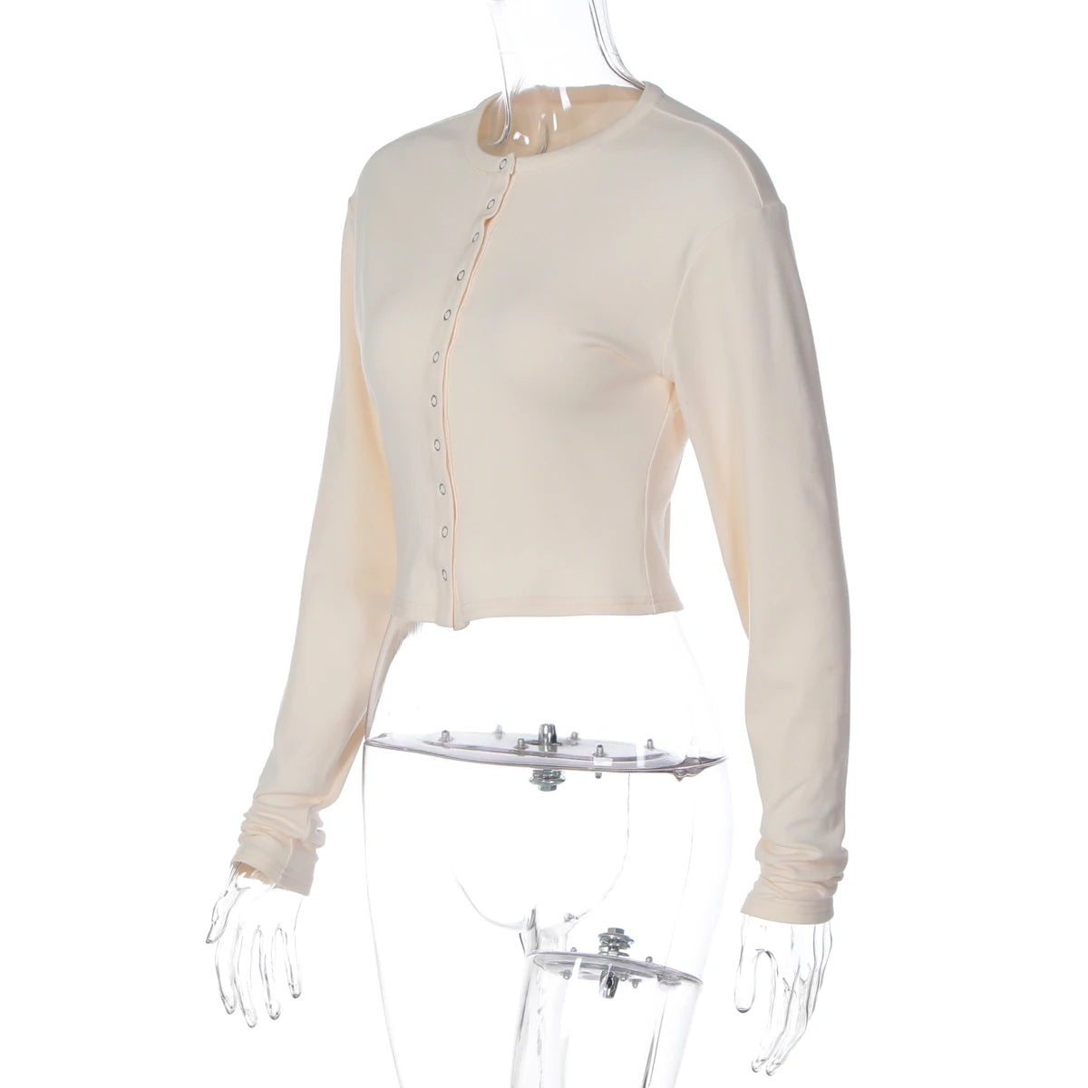 O-Neck Cardigan With Long Sleeves Slim Fit