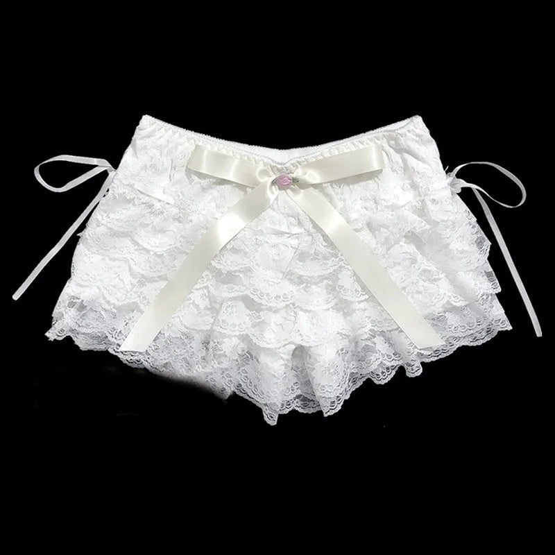 Fairycore Lace Trim Multilayer Shorts Kawaii