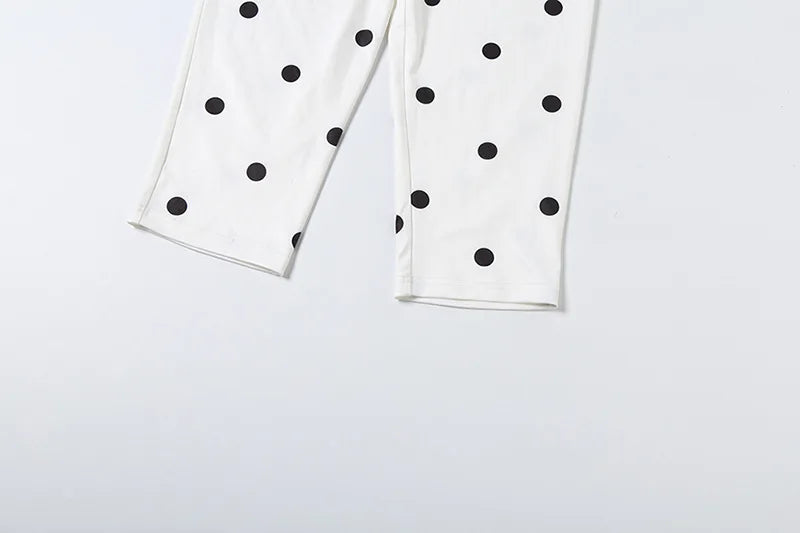 Polka Dot Set With Crop Cami Top And Slim Capri Trousers