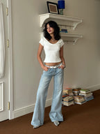 Ruffled Neck Women's Short Sleeve