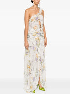 Flirty Floral Printed Off Shoulder Maxi Dress With Backless Detail And Ruffles
