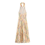 Sunlit Floral Halter Neck Maxi Dress