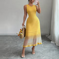 Ombre Mesh Knit Midi Dress With Sheer Hem For Summer Chic