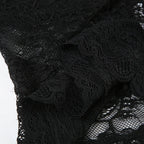 Elegant Lace Flora Halter Crop Top With Sheer Panel Lightweight Sleeveless Tank