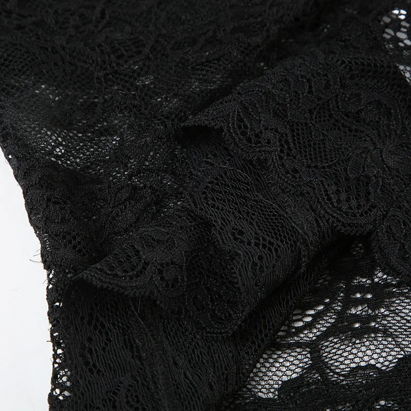 Elegant Lace Flora Halter Crop Top With Sheer Panel Lightweight Sleeveless Tank