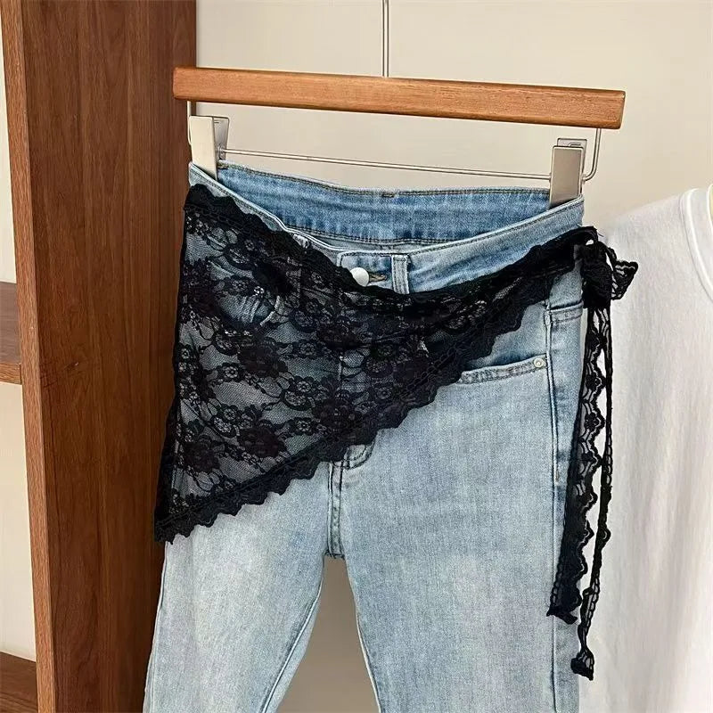 Lace Layered Gauze Skirt With Wrap Style Spicy Girl Streetwear Look For Bold Everyday Chic