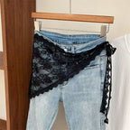 Lace Layered Gauze Skirt With Wrap Style Spicy Girl Streetwear Look For Bold Everyday Chic
