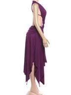 Purple Backless Patchwork Waistless Maxi Dress Irregular Hem