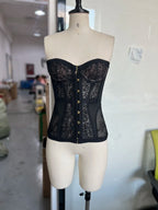 Sexy Lace Corset Strapless Top Hollow Sleeveless Vest