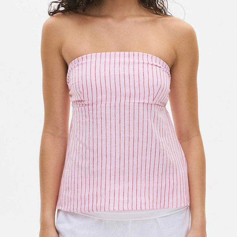 Strapless Peplum Top With Ruffle Hem Bandeau Backless