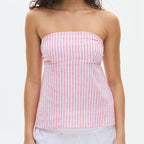 Strapless Peplum Top With Ruffle Hem Bandeau Backless