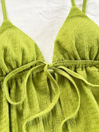 Verdant Cami Set With Drawstring Top And Elastic Waist Shorts In Soft Knit Fabric