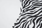 Zebra Print V Neck Backless Ruched Crop Tank Top