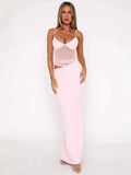 Backless Hollow Mesh Spaghetti Strap Gown Elegant Long Evening Dress