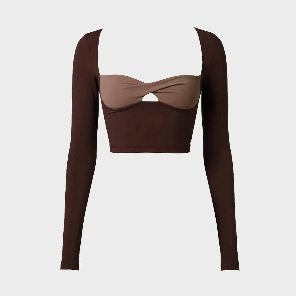 Women 3 Piece Yoga Set Long Sleeve Cropped Top Twist Front Sports Bra High Waisted Flared Leggings