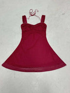 Polka Dot A Line Mini Dress With Ruched Strapless Backless Silhouette