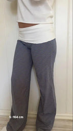 Relaxed Contrast Trim Elastic-Waist Straight-Leg Lounger Pants