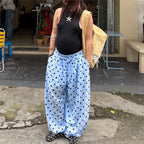 Polka Dot Wide Leg Pants For Women With Elastic Waist Trousers
