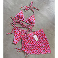 Beachwear Set With Skirted Bikini Top Push Up Bandeau Swimsuit