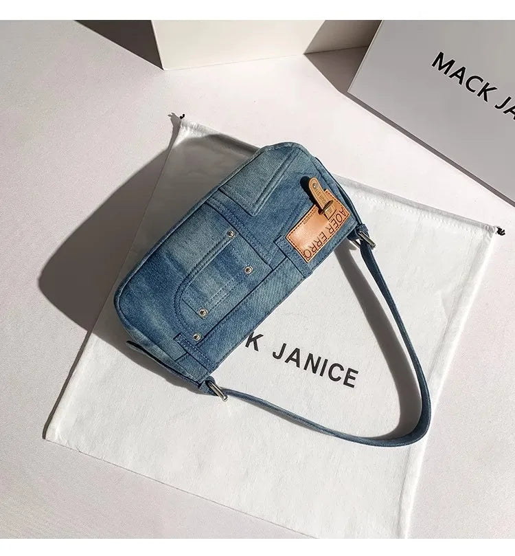 Denim Square Bag For Women Casual Chic Shoulder Messenger Purse With Modern Flair
