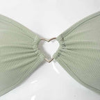 Hollow Out V Neck Ribbed Backless Crop Top With Long Sleeves And Square Collar