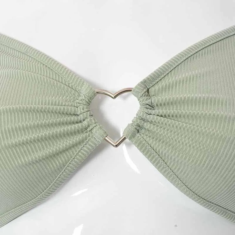 Hollow Out V Neck Ribbed Backless Crop Top With Long Sleeves And Square Collar