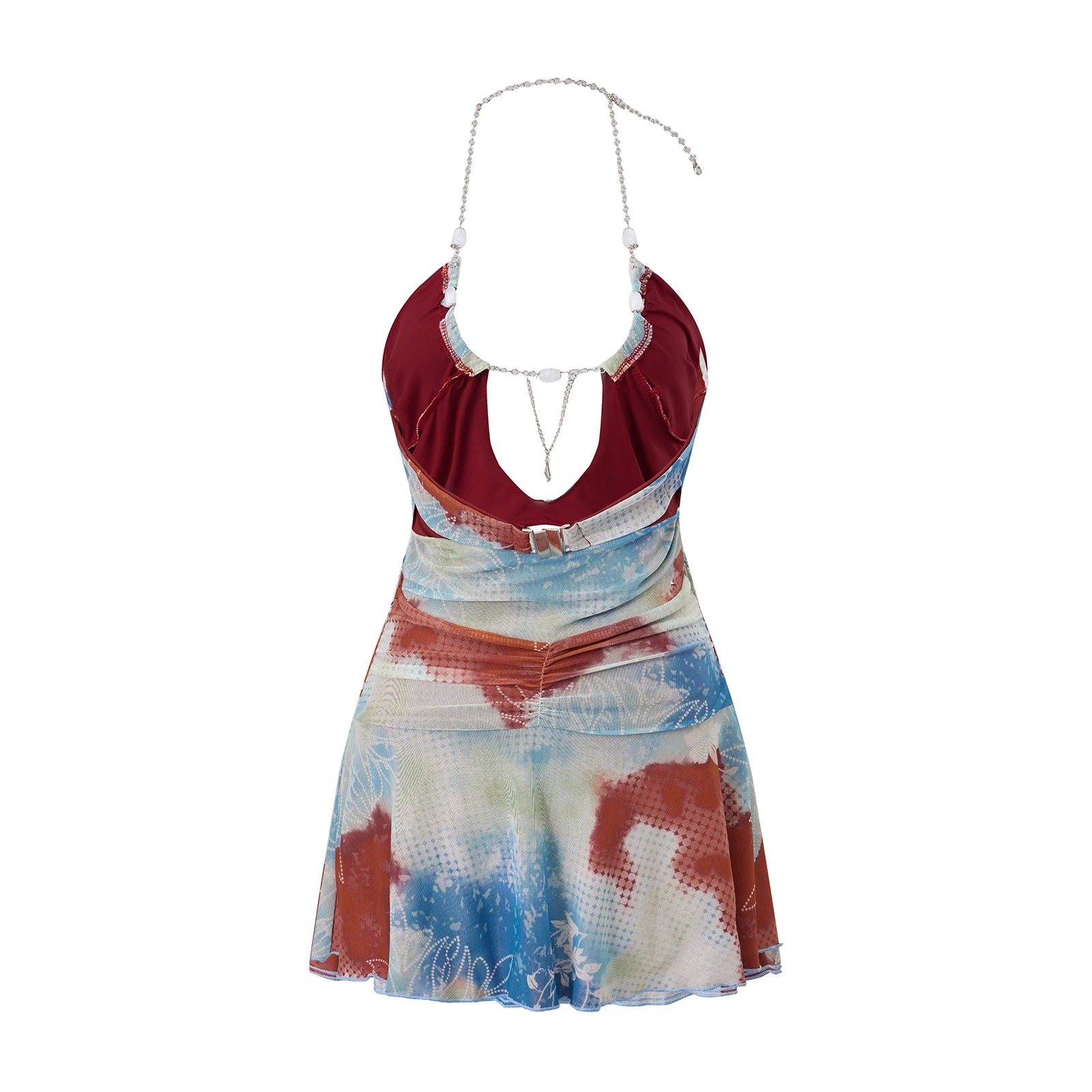 Coquette Y2K Hollow Out Beaded Halter Mini Dress