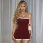 Polka Dot Strapless Playsuit For Women Backless Slim Fit Romper