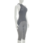 Polka Dot Halter Romper For Women Backless Sleeveless Slim Fit