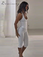 Chic Polka Dot Two Piece Set With Halter Lace Up Corset Top And Cropped Pants Y2K Inspired Outfit