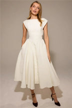 Chic Circle Cutout Back Midi Dress With Fluffy Hem