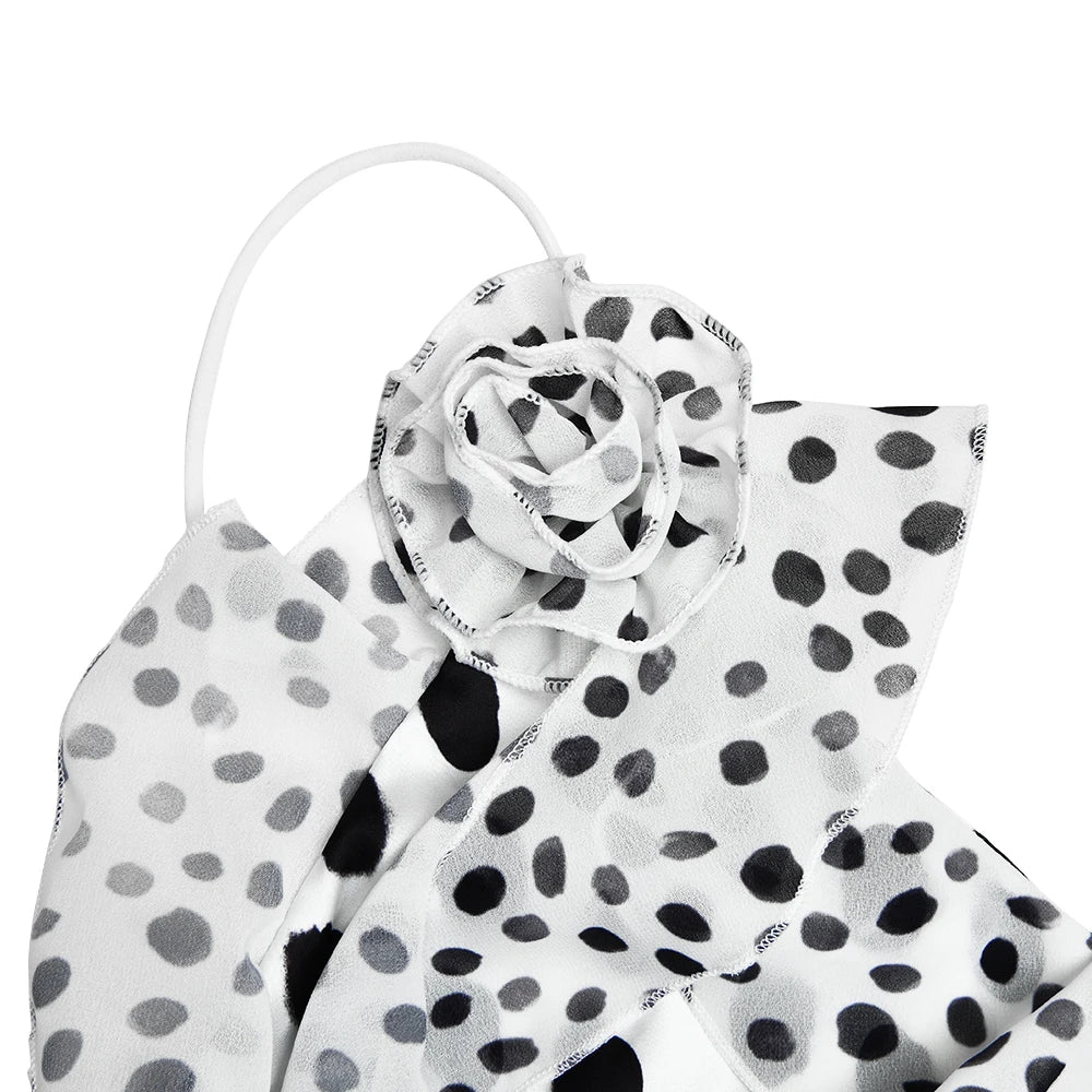 Backless Dot Print Floral Maxi With Spaghetti Straps