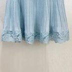 Lace Patchwork Dress With Ruffle Layers And Short Sleeves