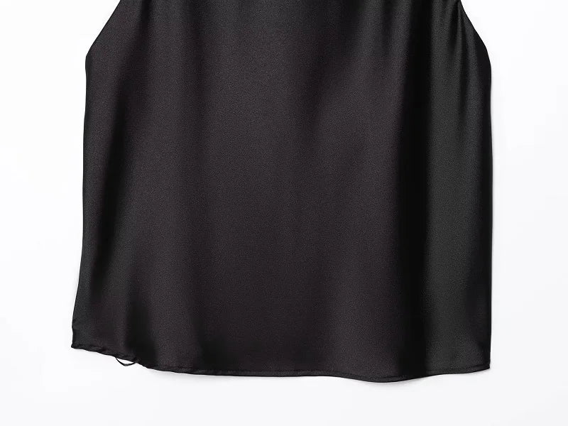 Elegant Satin Backless Halter Top For Women Off Shoulder