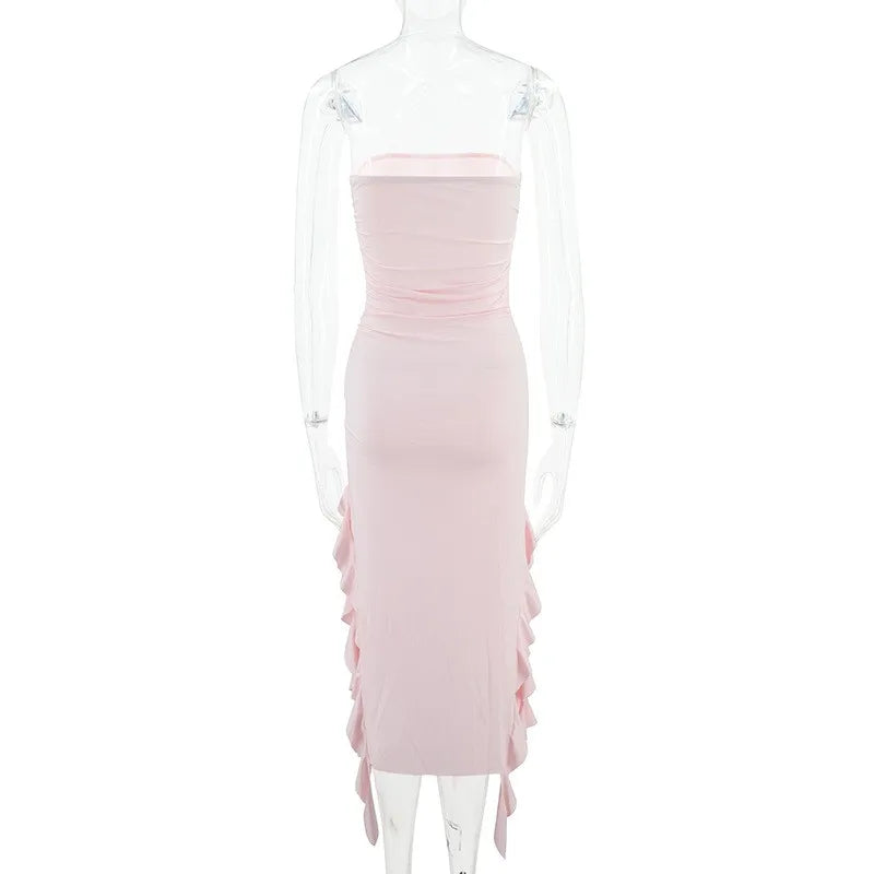 Tube Top Strapless Sexy Midi Dress
