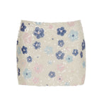 Colorful Floral Sequin Mini Skirt Low Waist Bodycon