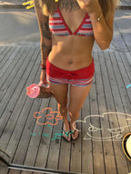 Striped Two-piece Bikini With Tie Dot Pattern Chic Beachwear Swimsuit For Summer Vibes