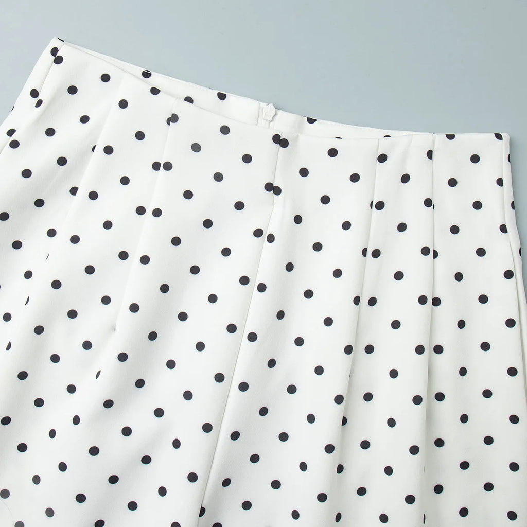Dot Print Halter Top Set With Wide Leg Pants