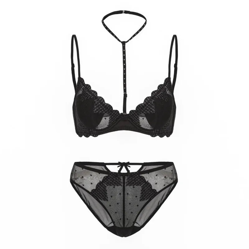 French Embroidered Romance Push Up Bra Set With Steel Ring Delicate Lace And Seductive Coverage