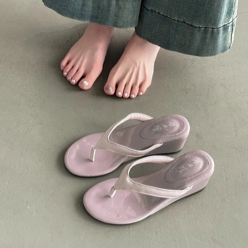 Women Slides With Non Slip Grip Clip Toe Comfort Elevated Street Style