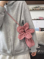 Retro Floral Phone Pouch Crossbody Bag Tailored Compact Plaid Purse