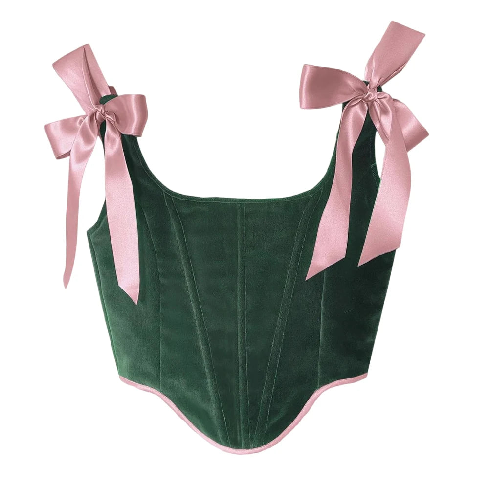 Women Vintage Luxury Corset Bustier Corduroy Bodice Lace Up Boned Shaping