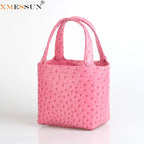 Ostrich-Pattern Bucket Bag Chic Leather Tote With Elevated Everyday Elegance