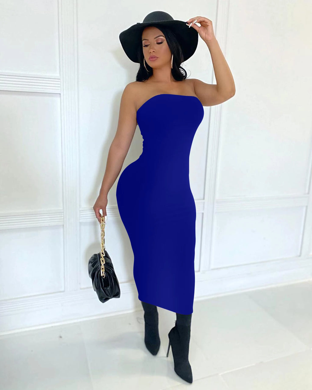 Women's Strapless Knit Maxi Beach Dress - Slim Fit Summer