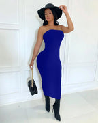 Women's Strapless Knit Maxi Beach Dress - Slim Fit Summer